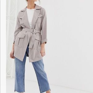 New look shirt jacket in stone size 12 asos